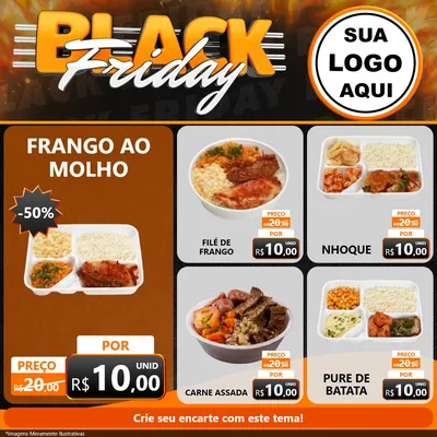 Modelo de Rede Social para Feed Facebook com o tema Black Friday para Restaurante