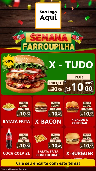Modelo de Rede Social para Stories com o tema Semana Farroupilha para Hamburgueria