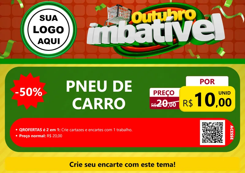 Modelo de Cartaz para Cartaz A4 Horizontal com o tema Outubro Imbatível para Auto peças