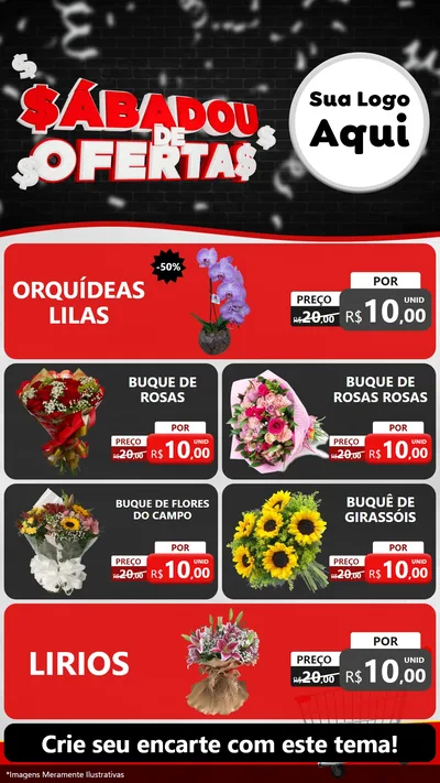 Modelo de TV para TV Vertical com o tema Sabadou de Ofertas para Floricultura e jardim