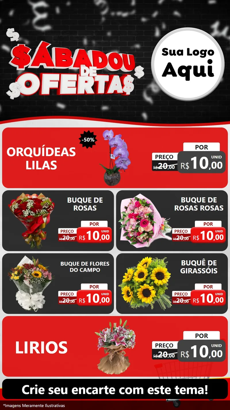 Modelo de TV para TV Vertical com o tema Sabadou de Ofertas para Floricultura e jardim