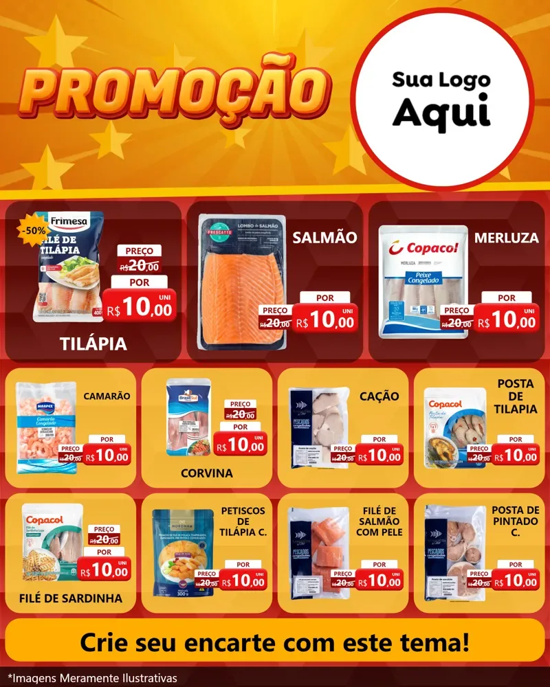 Modelo de Rede Social para Feed Instagram com o tema Promoção para Peixaria