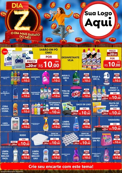 Modelo de Encarte para Encarte A4 Vertical com o tema Dia Z - O Dia Mais Barato Do Mês para Produtos de Limpeza