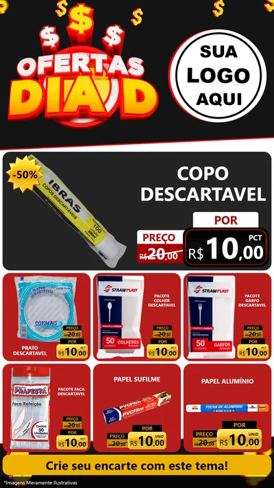 Modelo de Rede Social para Stories com o tema Ofertas Dia D para Embalagens