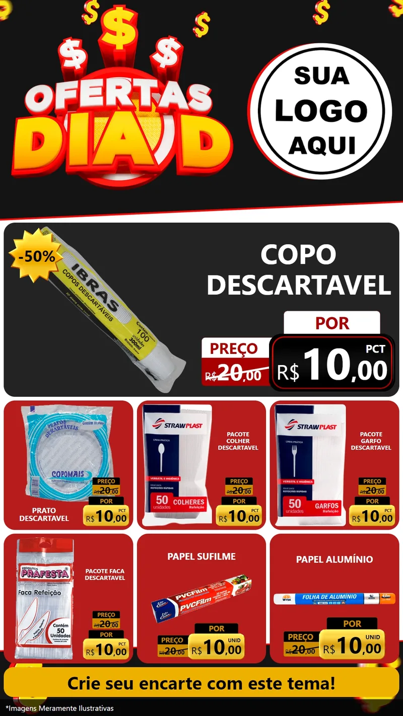 Modelo de Rede Social para Stories com o tema Ofertas Dia D para Embalagens