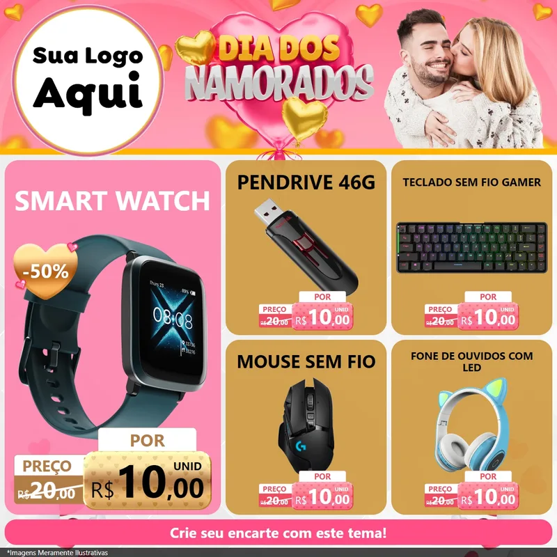 Modelo de Rede Social para Feed Facebook com o tema Dia dos Namorados para Informática