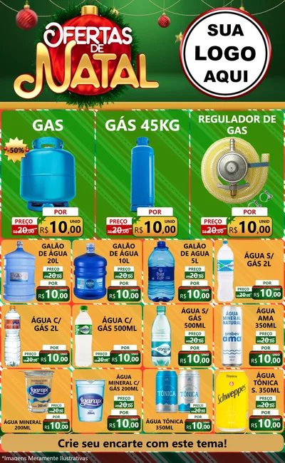Modelo de Encarte para Encarte Grande com o tema Ofertas de Natal para Água e gás