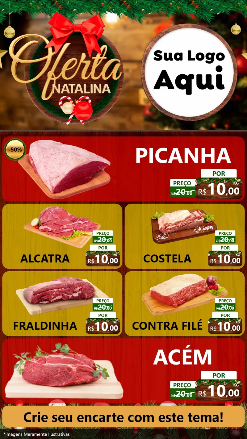 Modelo de TV para TV Vertical com o tema Ofertas Natalina para Açougue