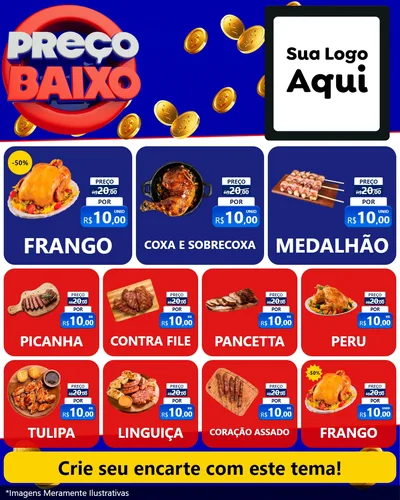 Modelo de Rede Social para Feed Instagram com o tema Preço Baixo para Assados