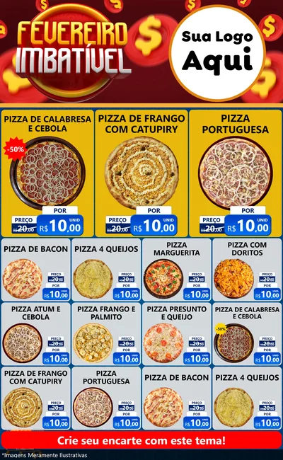 Modelo de Encarte para Encarte Grande com o tema Fevereiro Imbatível para Pizzaria