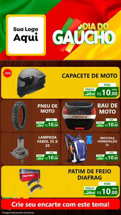 Modelo de TV para TV Vertical com o tema Dia do Gaúcho para Moto peças