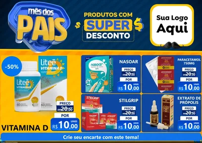 Modelo de Encarte para Encarte A4 Horizontal com o tema Mês dos Pais para Farmácia