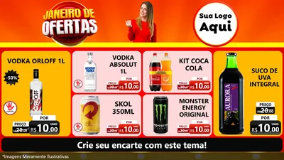 Modelo de TV para TV Horizontal com o tema Janeiro de Ofertas para Distribuidora de bebidas