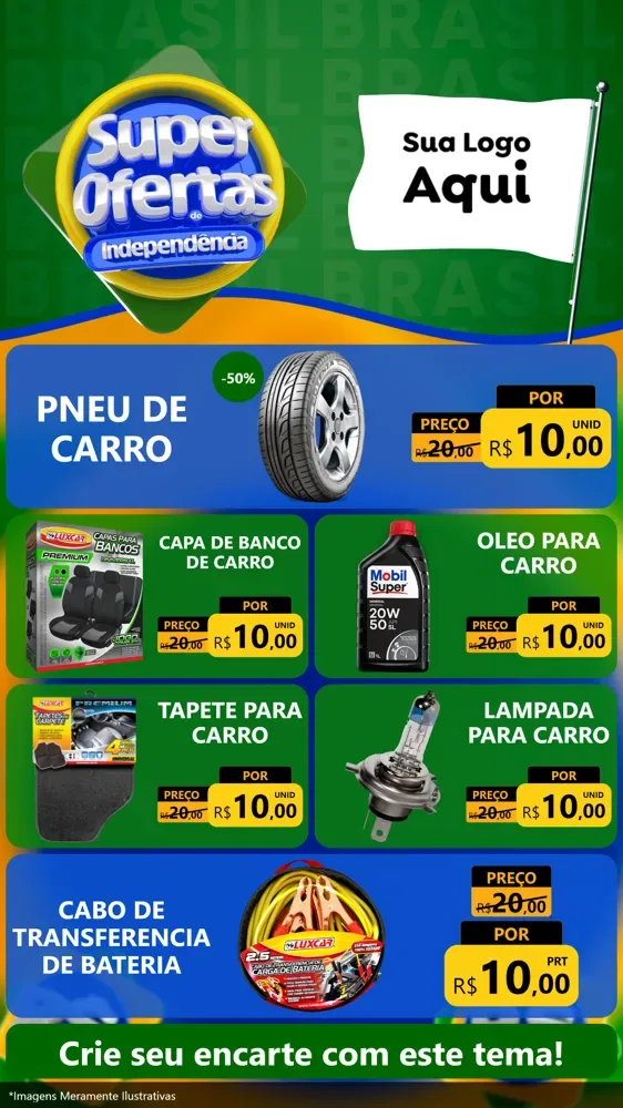 Modelo de TV para TV Vertical com o tema Super Ofertas de Independência para Auto peças
