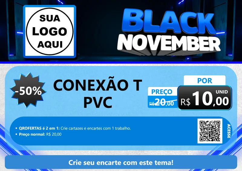 Modelo de Cartaz para Cartaz A4 Horizontal com o tema Black November para Tubos e conexões