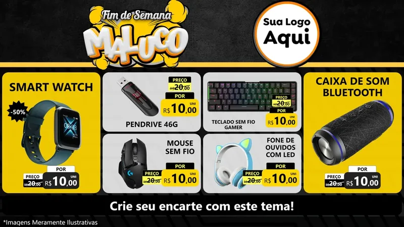 Modelo de TV para TV Horizontal com o tema Fim de Semana Maluco para Informática
