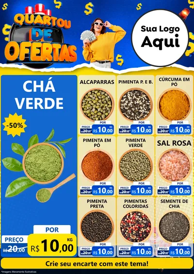 Modelo de Encarte para Encarte A4 Vertical com o tema Quartou de Ofertas para Produtos Naturais