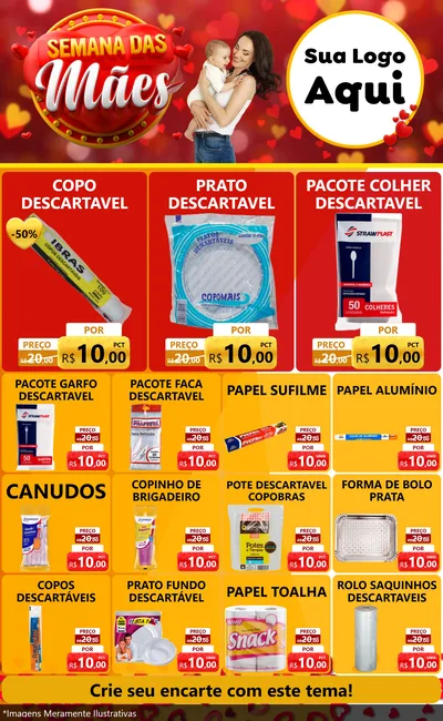 Modelo de Encarte para Encarte Grande com o tema Semana das Mães para Embalagens
