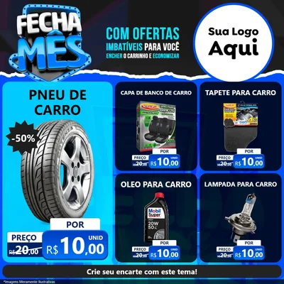 Modelo de Rede Social para Feed Facebook com o tema Fecha Mês para Auto peças