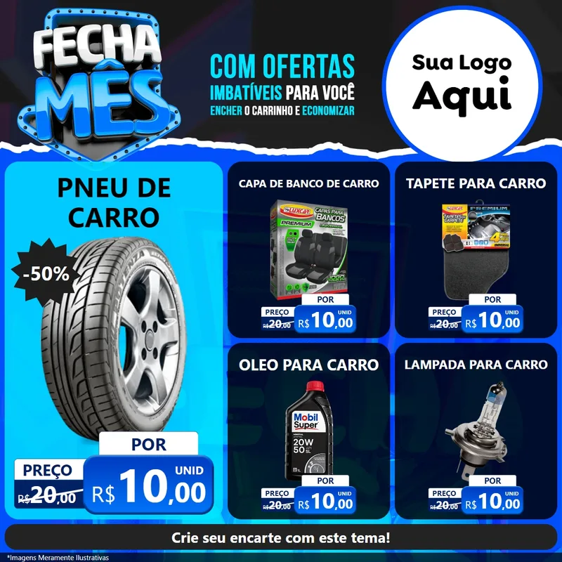 Modelo de Rede Social para Feed Facebook com o tema Fecha Mês para Auto peças