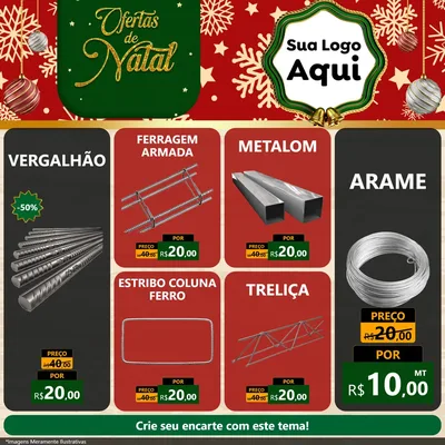 Modelo de Rede Social para Feed Facebook com o tema Natal de Ofertas para Ferragens