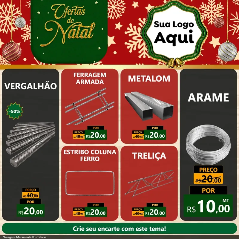 Modelo de Rede Social para Feed Facebook com o tema Natal de Ofertas para Ferragens