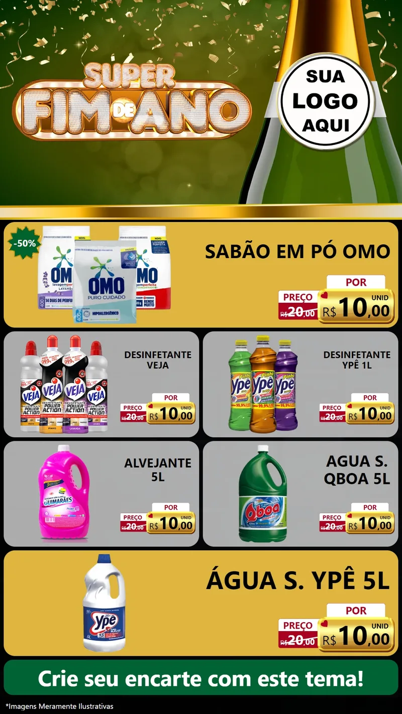 Modelo de TV para TV Vertical com o tema Super Fim de Ano para Produtos de Limpeza