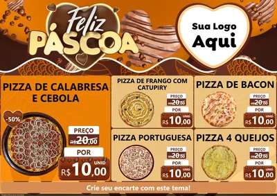 Modelo de Encarte para Encarte A4 Horizontal com o tema Feliz Páscoa para Pizzaria