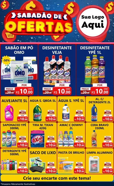 Modelo de Encarte para Encarte Grande com o tema Sabadão de Ofertas para Produtos de Limpeza