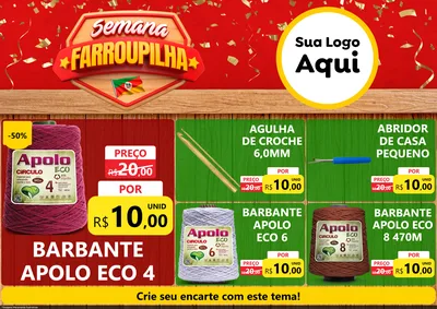 Modelo de Encarte para Encarte A4 Horizontal com o tema Semana Farroupilha para Armarinho e Aviamentos