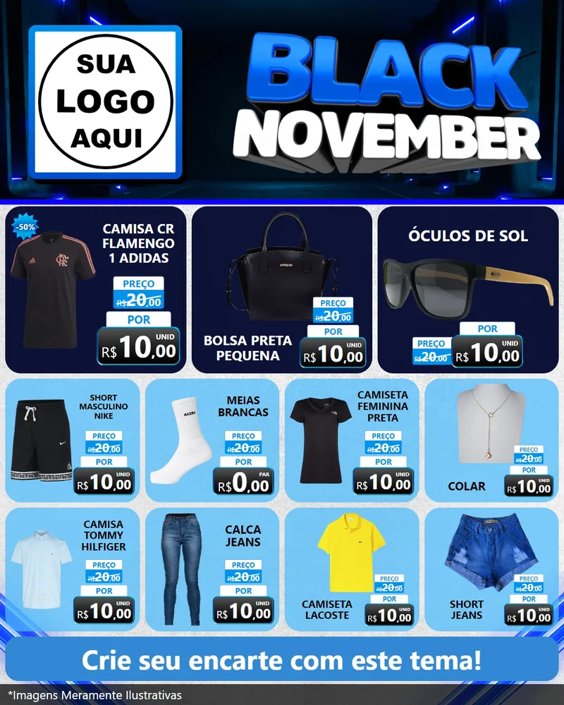 Modelo de Rede Social para Feed Instagram com o tema Black November para Roupas e acessórios