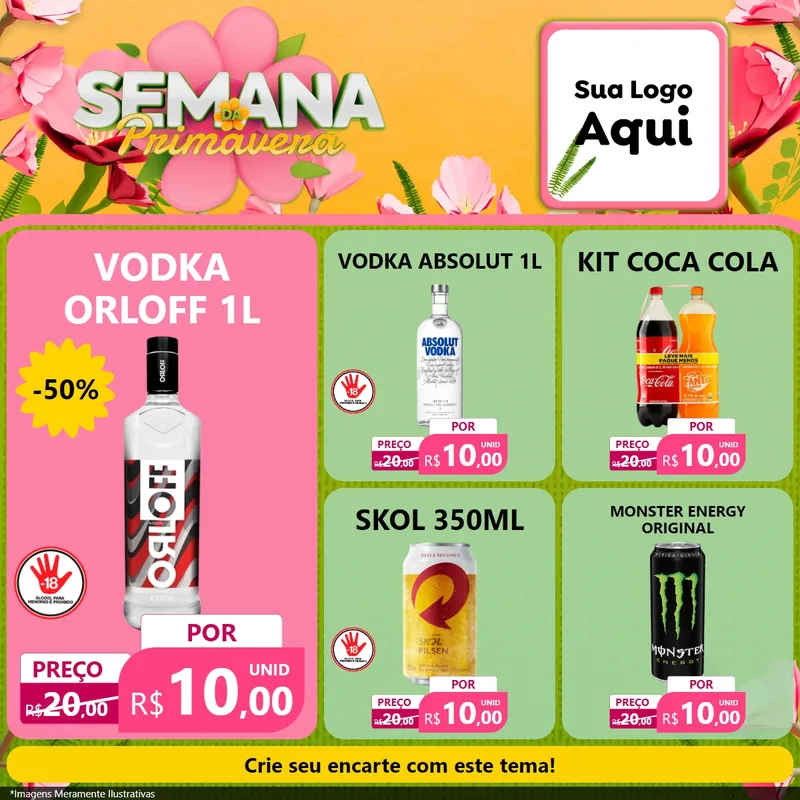 Modelo de Rede Social para Feed Facebook com o tema Semana da Primavera para Distribuidora de bebidas