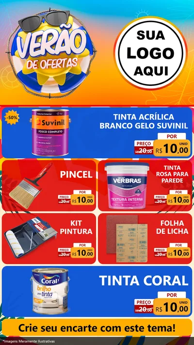 Modelo de TV para TV Vertical com o tema Verão de Ofertas para Tintas e Ferramentas
