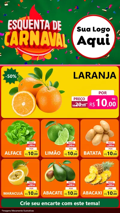 Modelo de Rede Social para Stories com o tema Esquenta de Carnaval para Hortifrúti