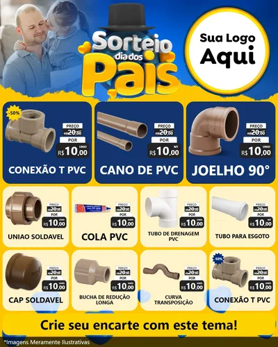 Modelo de Rede Social para Feed Instagram com o tema Sorteio Dia Dos Pais para Tubos e conexões