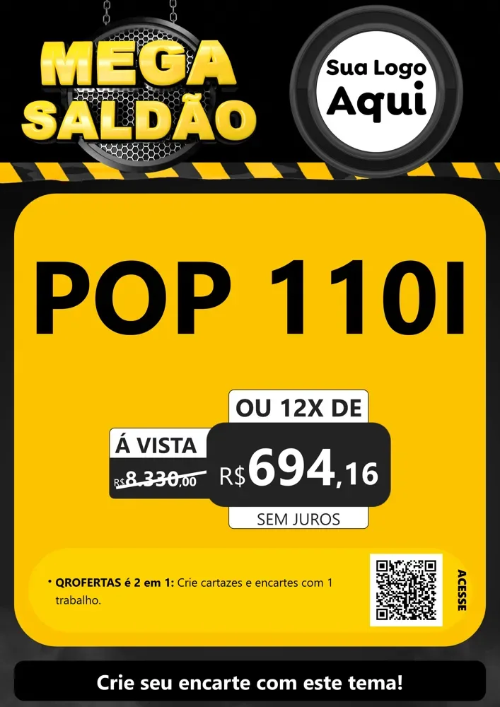 Modelo de Cartaz para Cartaz A4 Vertical com o tema Mega Saldão para Concessionaria de Motos