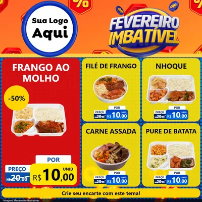 Modelo de Rede Social para Feed Facebook com o tema Fevereiro Imbatível para Restaurante