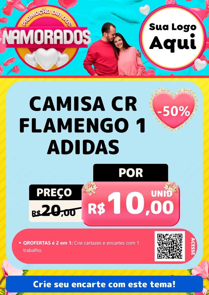 Modelo de Cartaz para Cartaz A4 Vertical com o tema Promoção Dia dos Namorados para Roupas e acessórios
