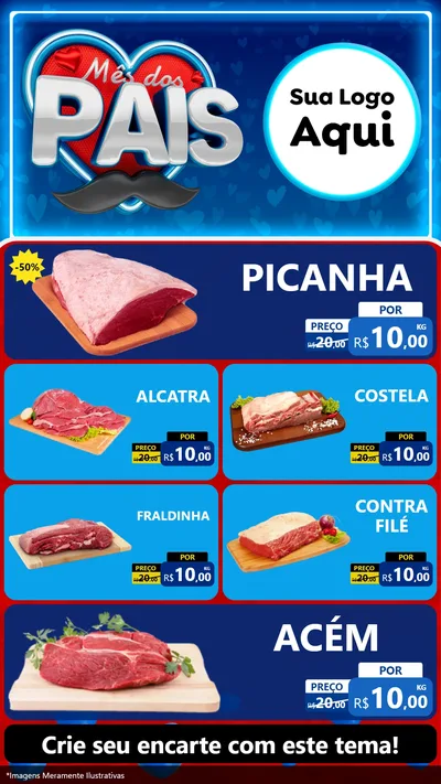 Modelo de TV para TV Vertical com o tema Mês Dos Pais para Açougue