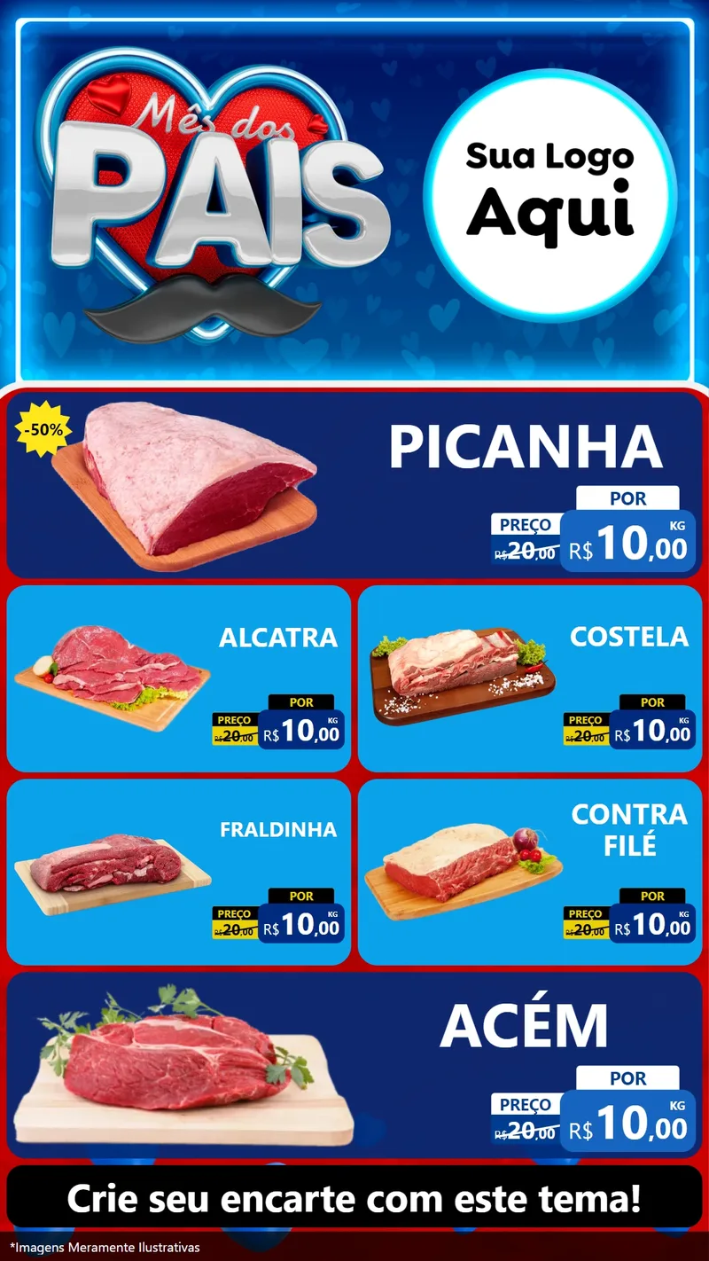 Modelo de TV para TV Vertical com o tema Mês Dos Pais para Açougue