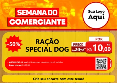 Modelo de Cartaz para Cartaz A4 Horizontal com o tema Semana do Comerciante para Pet Shop