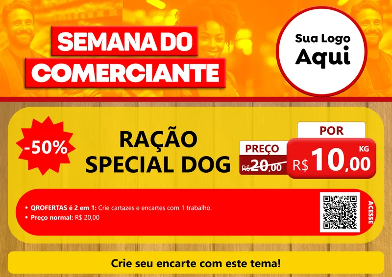 Modelo de Cartaz para Cartaz A4 Horizontal com o tema Semana do Comerciante para Pet Shop
