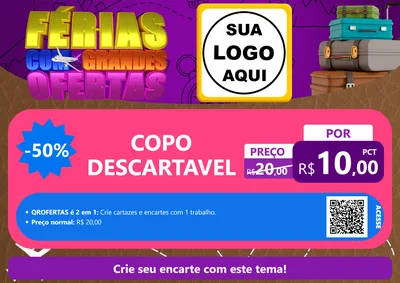 Modelo de Cartaz para Cartaz A4 Horizontal com o tema Férias com Grandes Ofertas para Embalagens