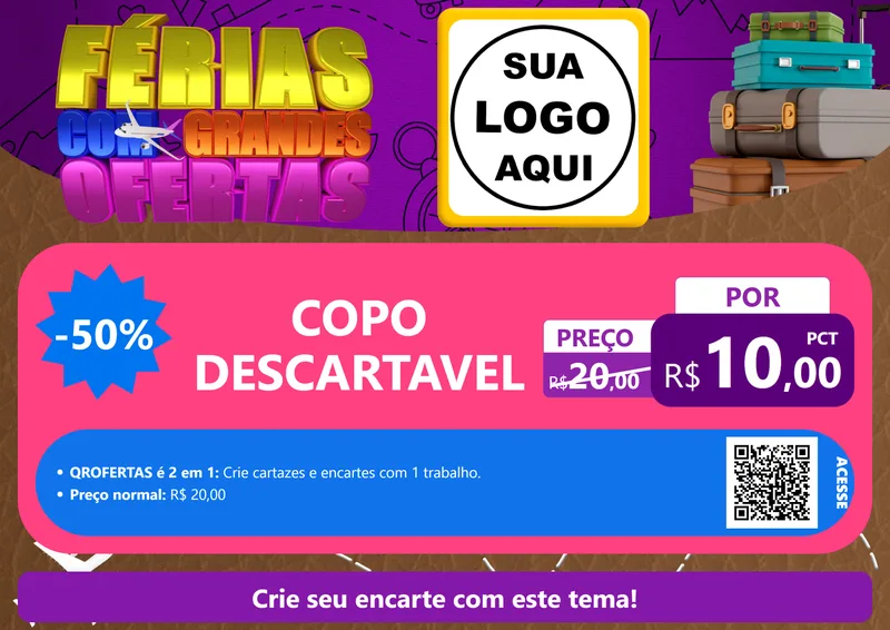 Modelo de Cartaz para Cartaz A4 Horizontal com o tema Férias com Grandes Ofertas para Embalagens