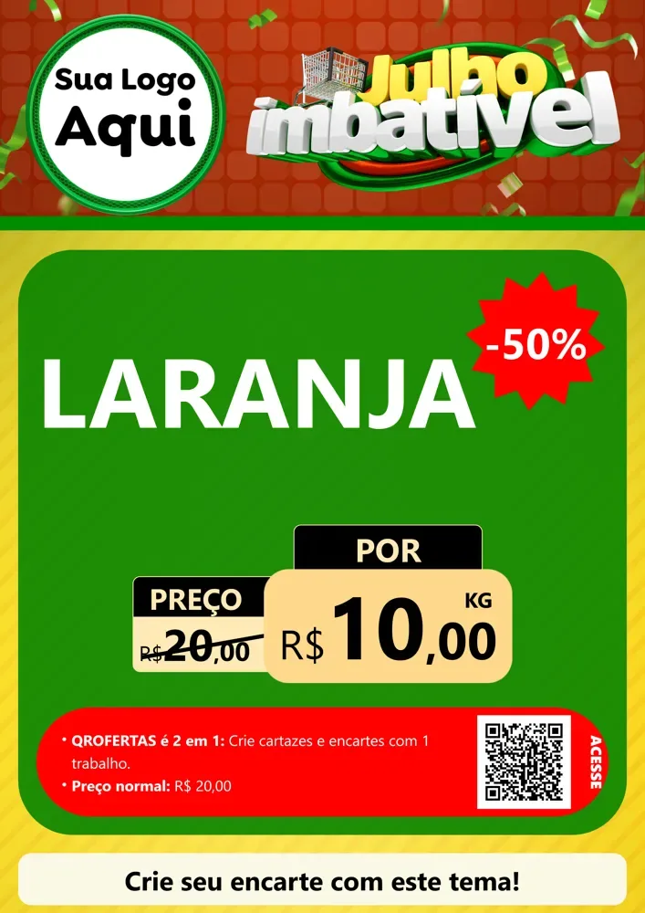 Modelo de Cartaz para Cartaz A4 Vertical com o tema Julho Imbatível para Hortifrúti