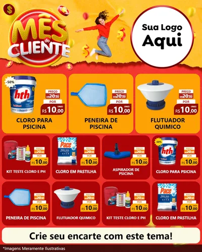 Modelo de Rede Social para Feed Instagram com o tema Mês do Cliente para Produtos para Piscina