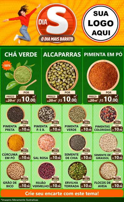 Modelo de Encarte para Encarte Grande com o tema Dia S - O Dia Mais Barato para Produtos Naturais
