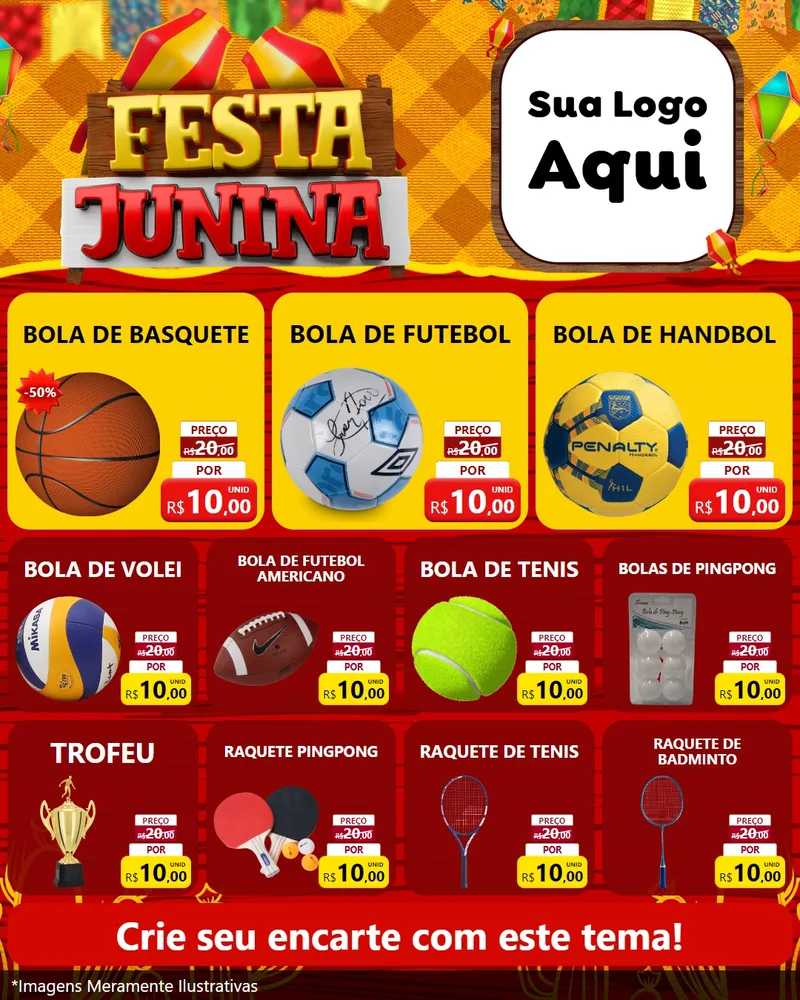 Modelo de Rede Social para Feed Instagram com o tema Festa Junina para Artigos Esportivos