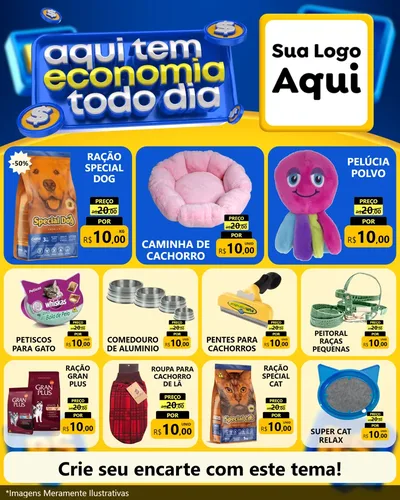 Modelo de Rede Social para Feed Instagram com o tema Aqui Tem Economia Todo Dia para Pet Shop