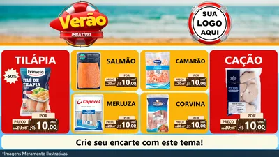 Modelo de TV para TV Horizontal com o tema Verão Imbatível para Peixaria
